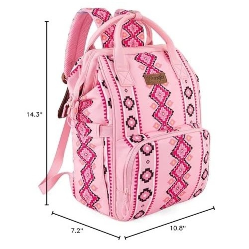 Montana West Wrangler Diaper Bag Backpack Aztec Travel Medium Pink